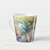 White Crested Iridescent Blauwgroen Wing Fantasy B Latte Mok (Linkerhoek)