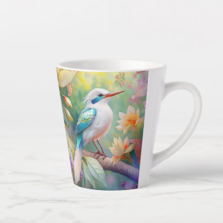 White Crested Iridescent Blauwgroen Wing Fantasy B Latte Mok