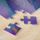 White Crested Iridescent Blauwgroen Wing Fantasy B Legpuzzel (Zijkant)