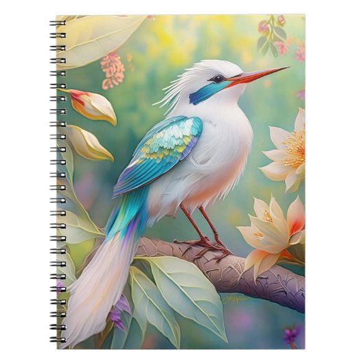 White Crested Iridescent Blauwgroen Wing Fantasy B Notitieboek (Voorkant)