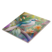 White Crested Iridescent Blauwgroen Wing Fantasy B Tegeltje (Zijkant)