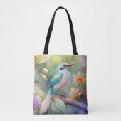 White Crested Iridescent Blauwgroen Wing Fantasy B Tote Bag (Voorkant)