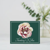 White Crimson Peony Green Backdrop die je denkt Briefkaart (Staand voorkant)