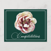 White Crimson Peony Green Backdrop Gefeliciteerd Briefkaart (Voorkant)