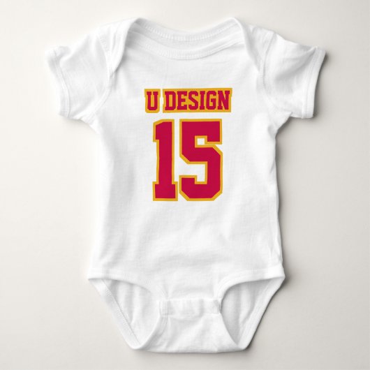 WHITE CRIMSON RED GOLD Tutu Football Jersey Romper (Voorkant)
