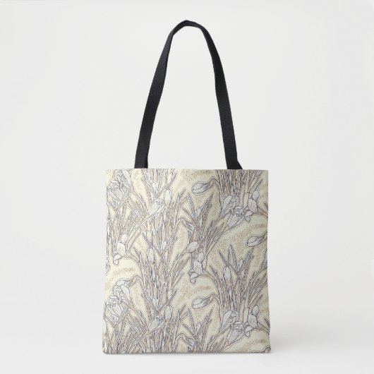 White Crocus Flowers Botanical Garden Floral Cream Tote Bag (Voorkant)