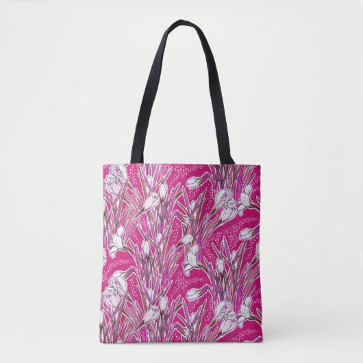 White Crocuses Garden Flower Botanic Pinbkb Tote Bag (Voorkant)