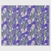 White Crocuses Garden Flowers Botanic Floral Blue Cadeaupapier (Vlak)