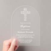 white cross Baptism Acrylic Invitation Acryl Uitnodigingen (Insitu (Draagbaar))
