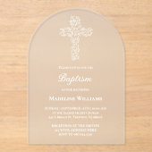 white cross Baptism Acrylic Invitation Acryl Uitnodigingen (Voorkant)