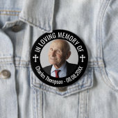 White Cross Black in Loving Memory Photo Ronde Button 4,0 Cm (In situ)