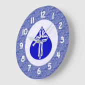 White Cross Blue Teardrop White - Blue Background Grote Klok (Hoek)