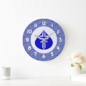 White Cross Blue Teardrop White - Blue Background Grote Klok (Huis)