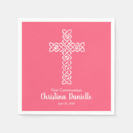 White Cross Bright Pink 1st Communist Religious Servet