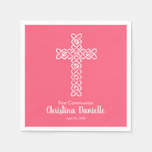 White Cross Bright Pink 1st Communist Religious Servet