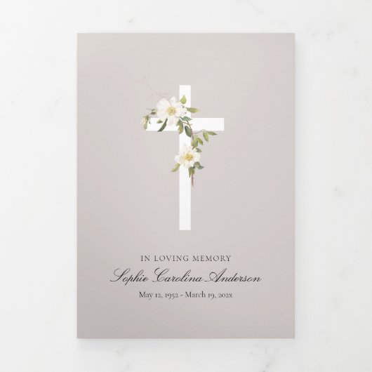 White Cross Celebration of Life Programme Drieluik Uitnodiging (Cover)
