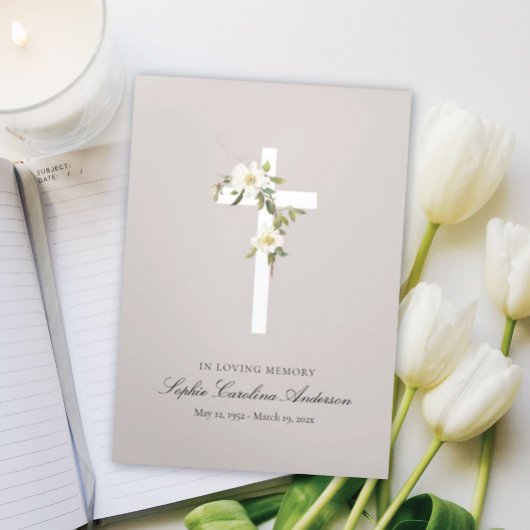 White Cross Celebration of Life Programme Drieluik Uitnodiging