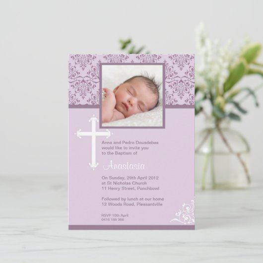 White Cross  Christening Uitnodigingen (Staand voorkant)