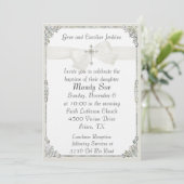White Cross Elegant Baptism Invitation Kaart (Staand voorkant)
