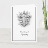 White Cross Floral Religious Sympathy Kaart (Voorkant)