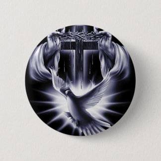 White Cross met Dove Ronde Button 5,7 Cm