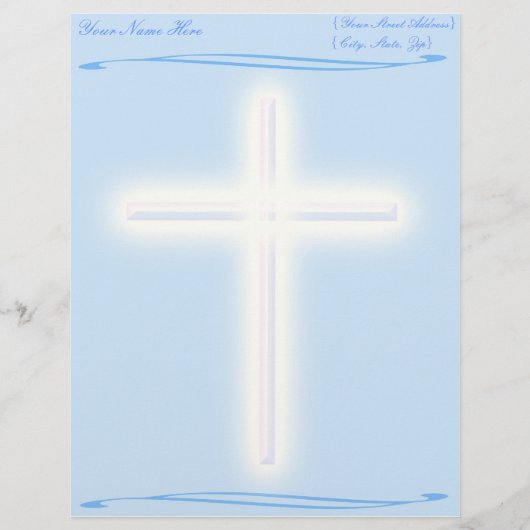White Cross op Blue Letterhead Briefhoofd Ontwerp (Voorkant)