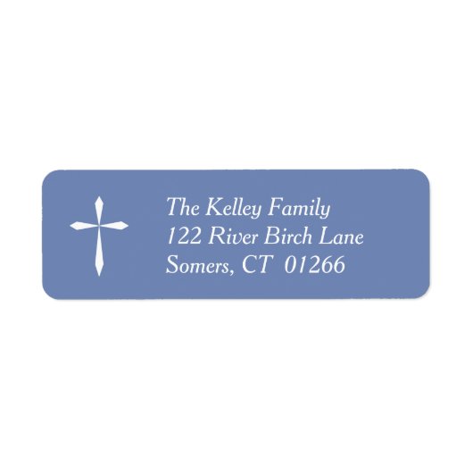 White Cross Religious Address Label, blauw Etiket (Voorkant)