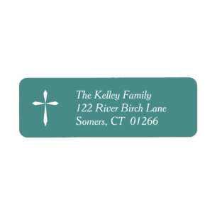 White Cross Religious Address Label, Blauwgroen Etiket