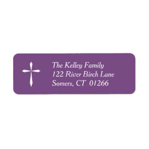 White Cross Religious Address Label, Paars Etiket
