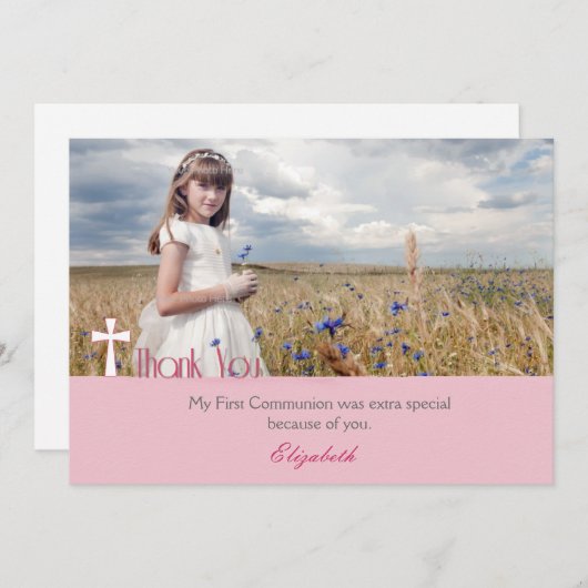 White Cross, Roze Hartelijk dank Bedankkaart (Voorkant / Achterkant)