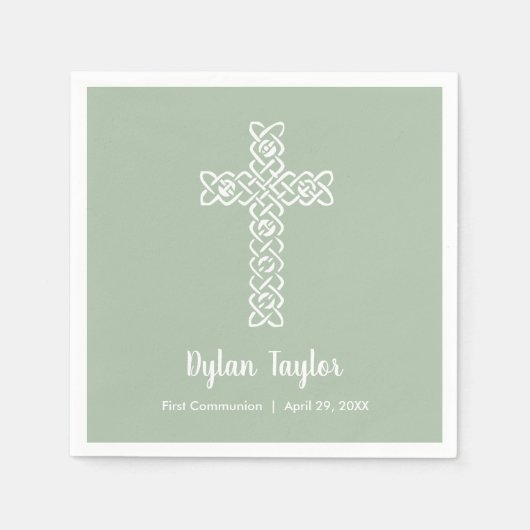 White Cross Sage Green First Community Religious Servet (Voorkant)