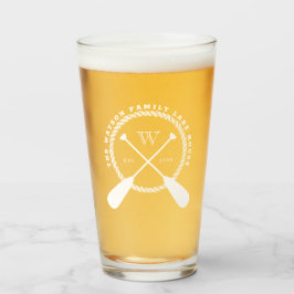 White Crossed Paddles Lake House Voeg familienaam  Glas