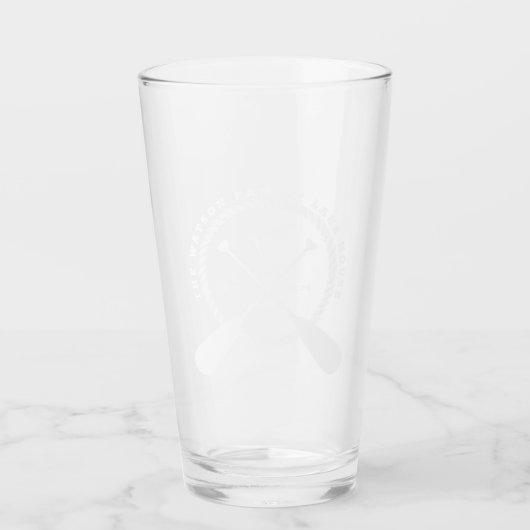 White Crossed Paddles Lake House Voeg familienaam  Glas (Voorkant)