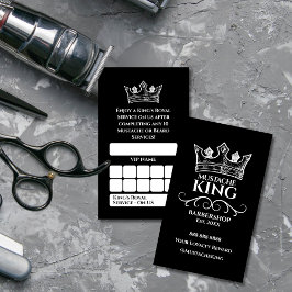White Crown King Mustache Barbershop Reward Klantenkaartje