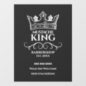 White Crown King Mustache Barbershop Zakelijk Raamsticker (Vel)