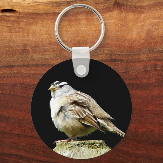 White Crowned Song Sparrow Sleutelhanger (Voorkant)