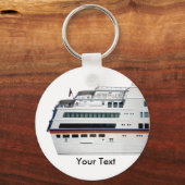 White Cruise Ship Covered Decks Keyring Sleutelhanger (Voorkant)