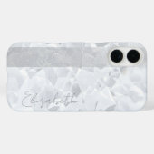White Crystal Glitter Stripe Aangepaste Naam Case-Mate iPhone Case (Achterkant (horizontaal))
