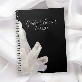 White Crystals on Black Wedding Guest Book Notitieboek