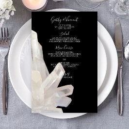 White Crystals on Black Wedding Menu