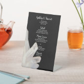 White Crystals on Black Wedding Menu Reclamebord Met Voetstuk (Insitu)