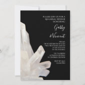 White Crystals on Black Wedding Rehearsal Dinner Kaart (Voorkant)