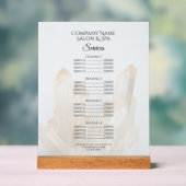 White Crystals Salon Spa Services Menu Acryl Bord (Neutraal)
