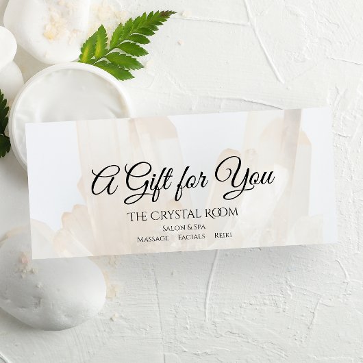 White Crystals Spa Salon Gift Certificate Reclamekaart