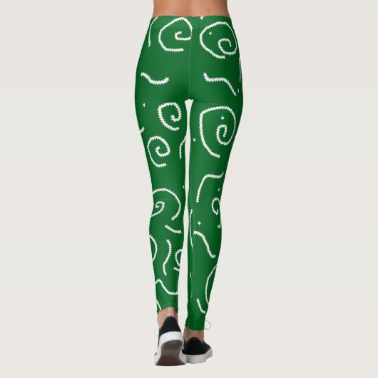 White Curl Abstract Pattern Champ Leggings (Achterkant)