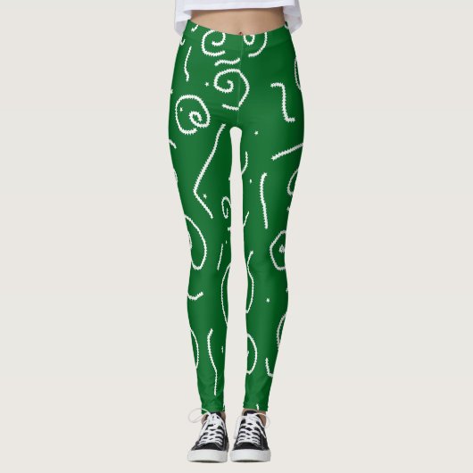 White Curl Abstract Pattern Champ Leggings (Voorkant)