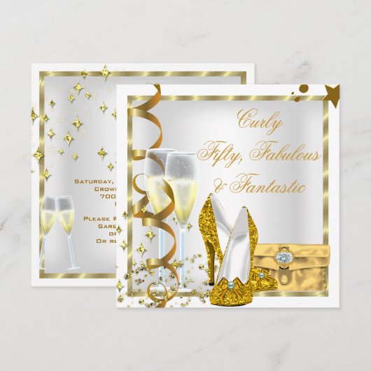 WHITE Curly Fabulous Fantastisch Kaart (Voorkant / Achterkant)