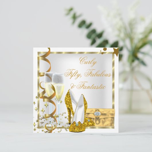 WHITE Curly Fabulous Fantastisch Kaart (Staand voorkant)