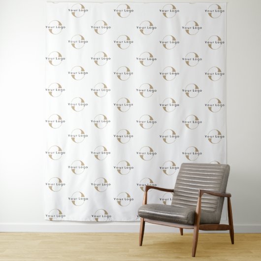 White Custom Business Logo Backdrop minima Wandkleed (In situ)