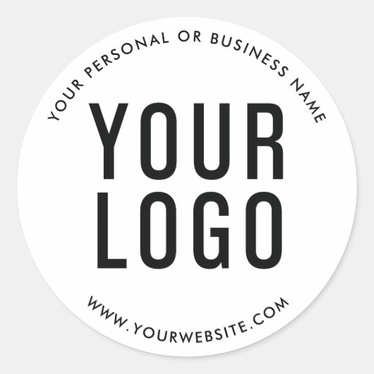 White Custom Business Logo Company Ronde Sticker (Voorkant)